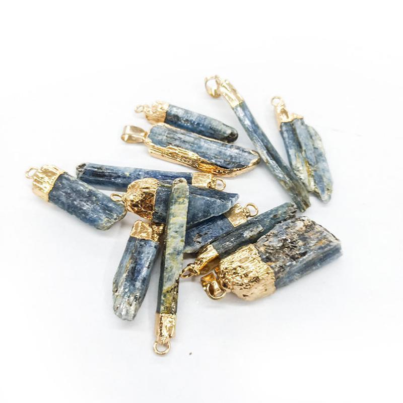 Unisex Gold Plated Rough Blue Kyanite Pendant-Nature's Treasures