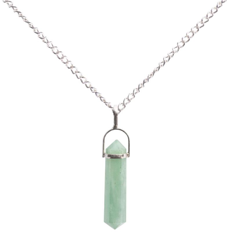 Unisex Green Aventurine Double Terminated Pendant || .925 Sterling Silver-Nature's Treasures