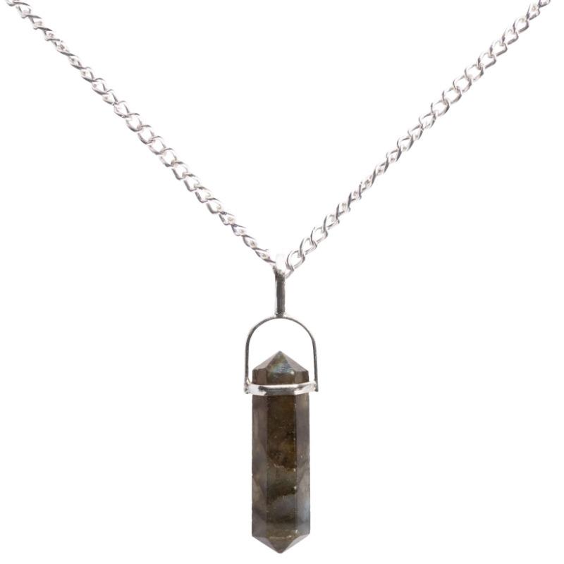 Unisex Labradorite Double Terminated Pendant || .925 Sterling Silver