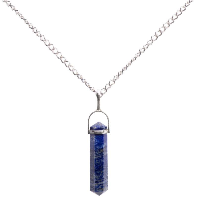 Unisex Lapis Lazuli Double Terminated Pendant || .925 Sterling Silver