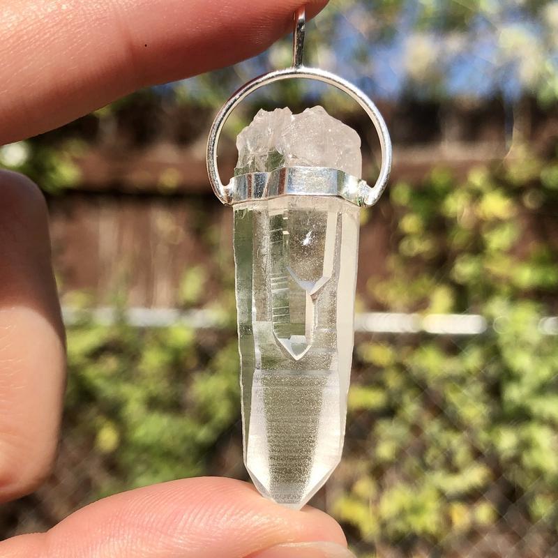 Unisex Lemurian Quartz Point Pendant || .925 Sterling Silver-Nature's Treasures