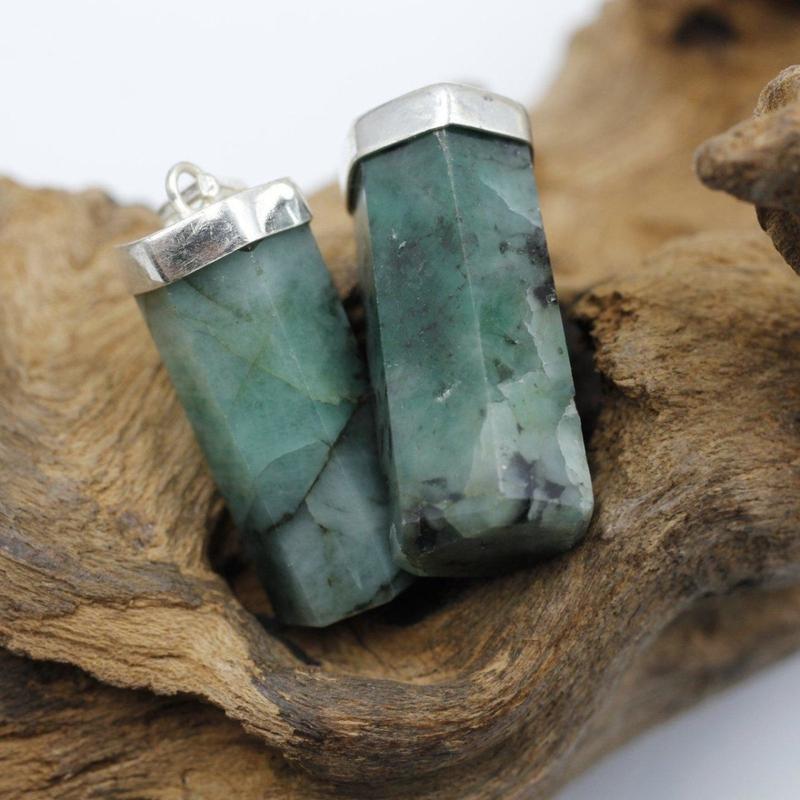 Unisex Natural Emerald Pendants || .925 Sterling Silver-Nature's Treasures
