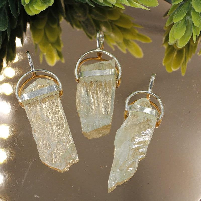 Unisex Raw Green Kyanite Pendants || .925 Sterling Silver-Nature's Treasures