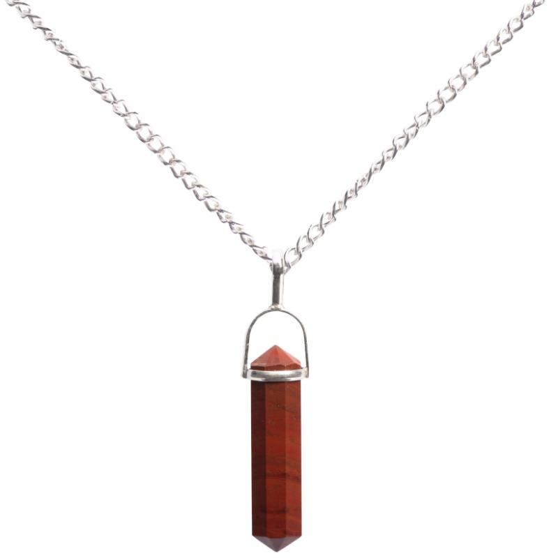 Unisex Red Jasper Double Terminated Pendant || .925 Sterling Silver-Nature's Treasures