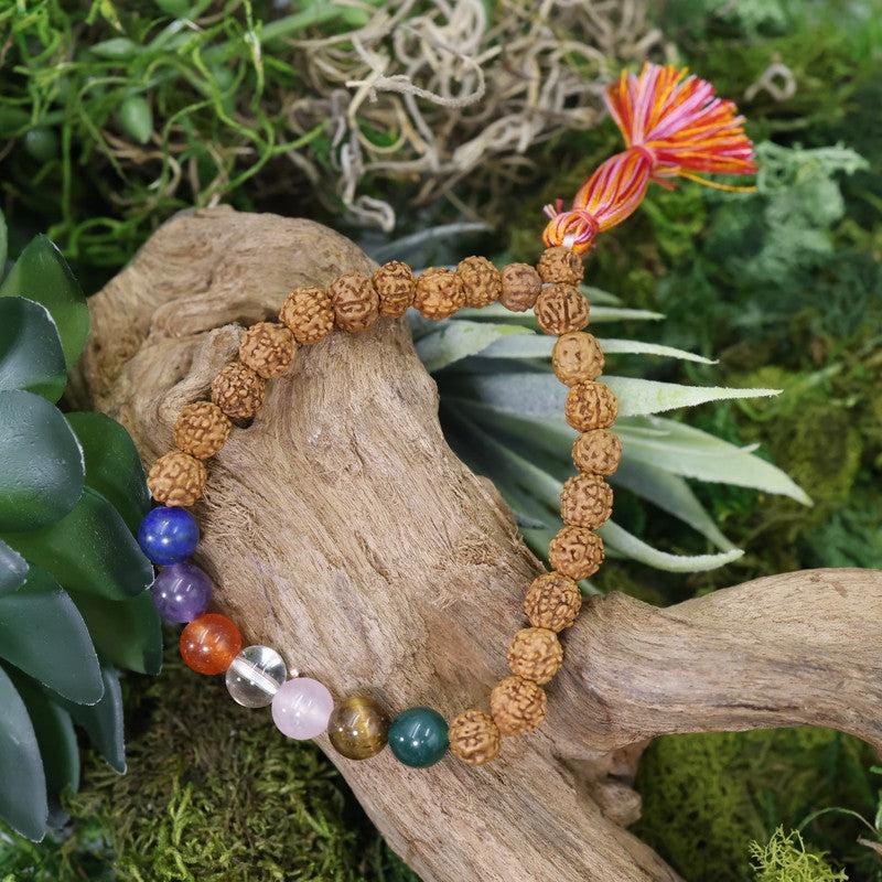 Unisex Rudraksha Seeds with Chakra Beads Bracelet-Nature's Treasures