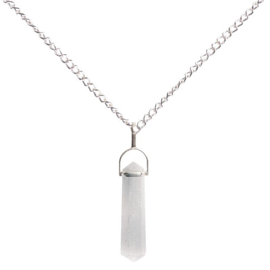 Unisex Selenite Double Terminated Pendant || .925 Sterling Silver-Nature's Treasures