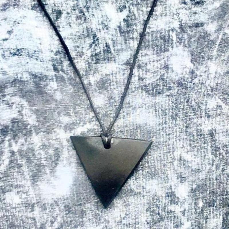 Unisex Shungite Triangle Necklace On Cord 18" || Protection-Nature's Treasures