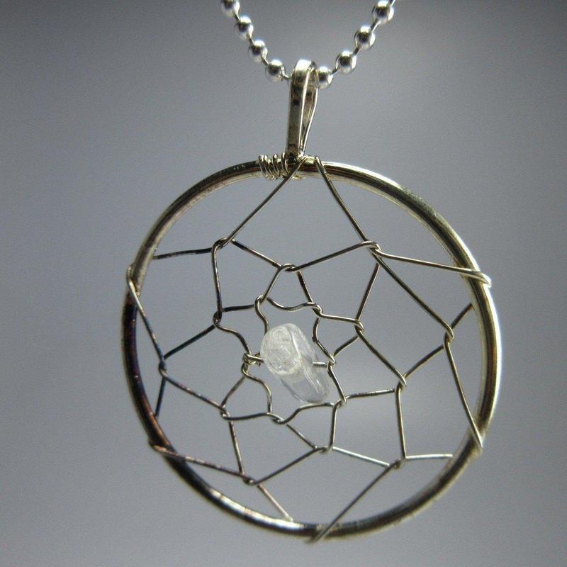 Unisex Silver Metal Dream Catcher Chip Pendant-Nature's Treasures