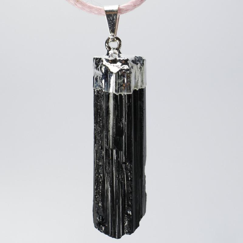 Unisex Silver Plated Black Tourmaline Pendants-Nature's Treasures