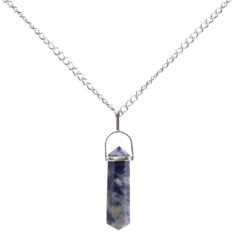 Unisex Sodalite Double Terminated Pendant || .925 Sterling Silver-Nature's Treasures