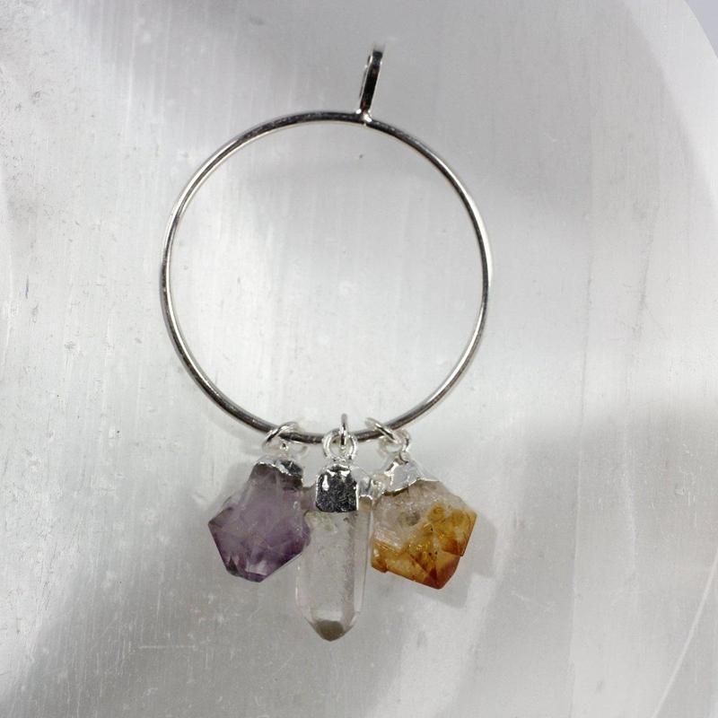 Unisex Triple Gemstone Ring Pendants-Nature's Treasures