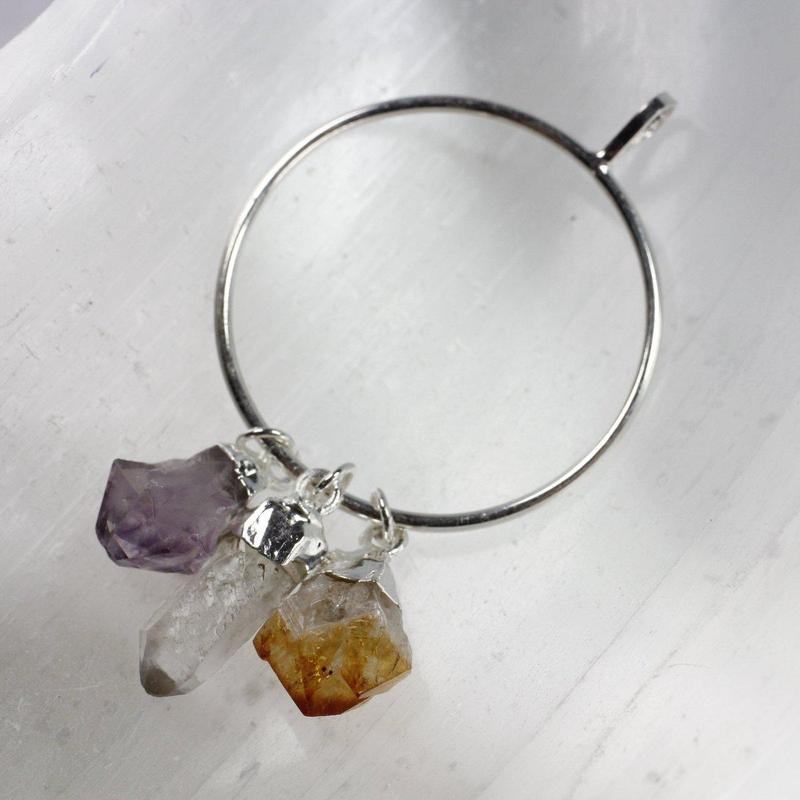 Unisex Triple Gemstone Ring Pendants-Nature's Treasures