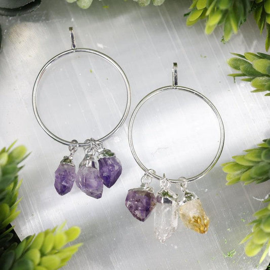 Unisex Triple Gemstone Ring Pendants-Nature's Treasures