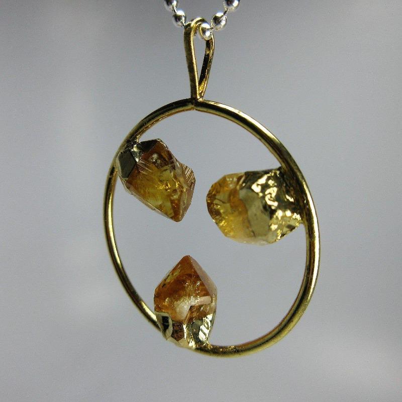 Unisex Triple Point Gemstone Plated Circle Pendants-Nature's Treasures