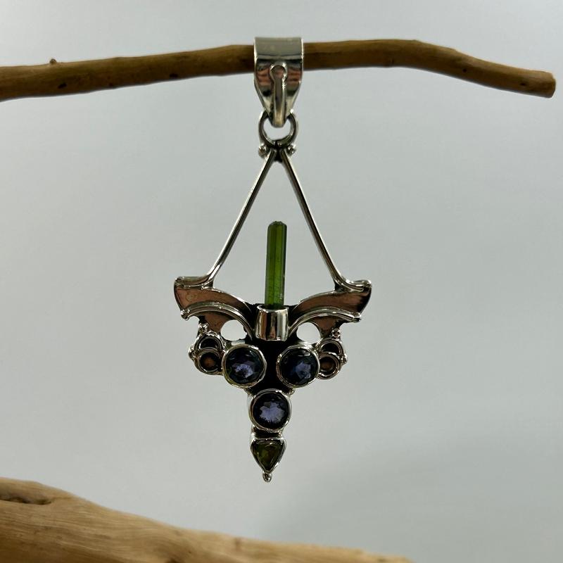 Vintage Chandelier Multi-Stone Pendant || .925 Sterling Silver-Nature's Treasures