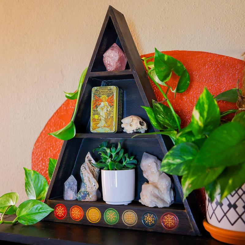 Wooden Altar Shelf- Chakra-Nature's Treasures