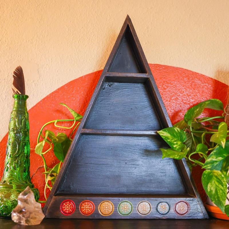 Wooden Altar Shelf- Chakra-Nature's Treasures
