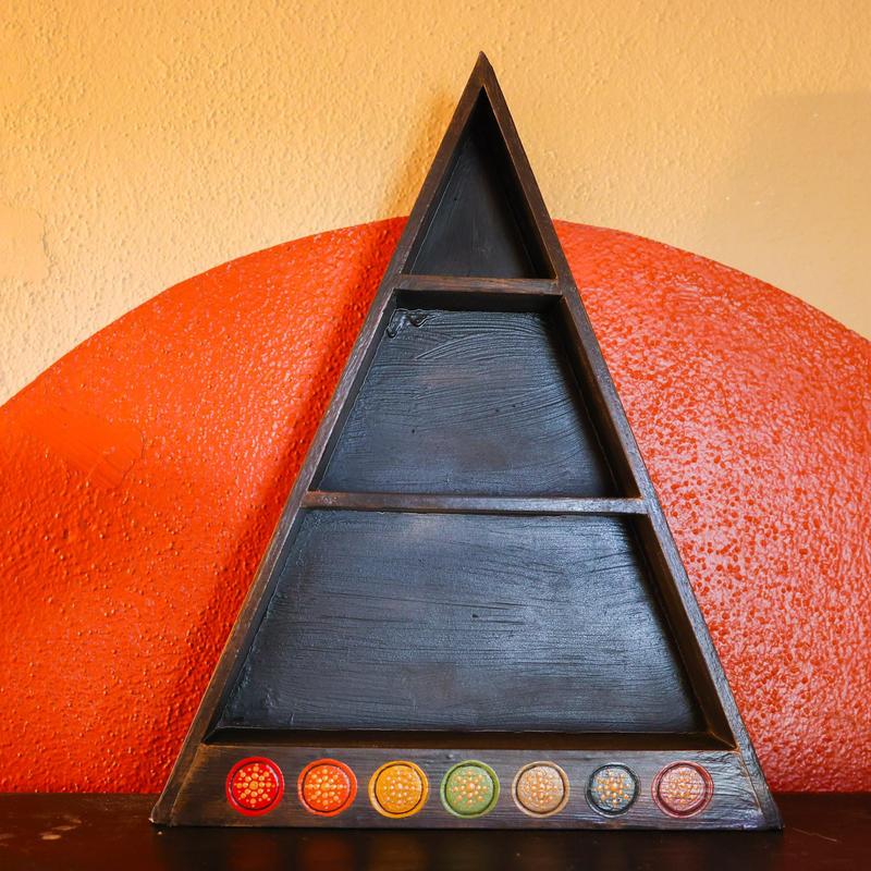 Wooden Altar Shelf- Chakra-Nature's Treasures