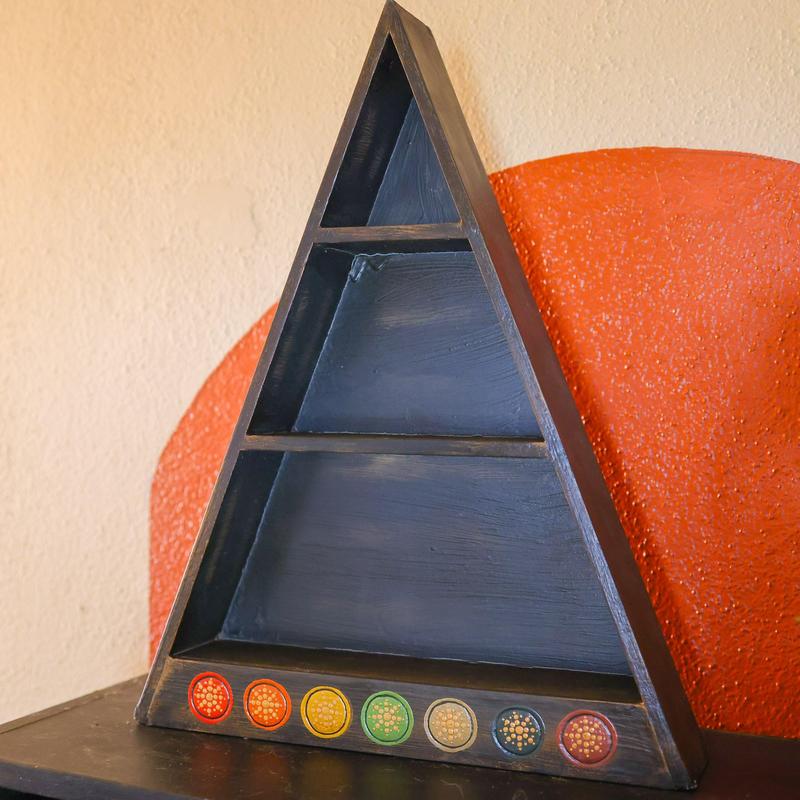 Wooden Altar Shelf- Chakra-Nature's Treasures