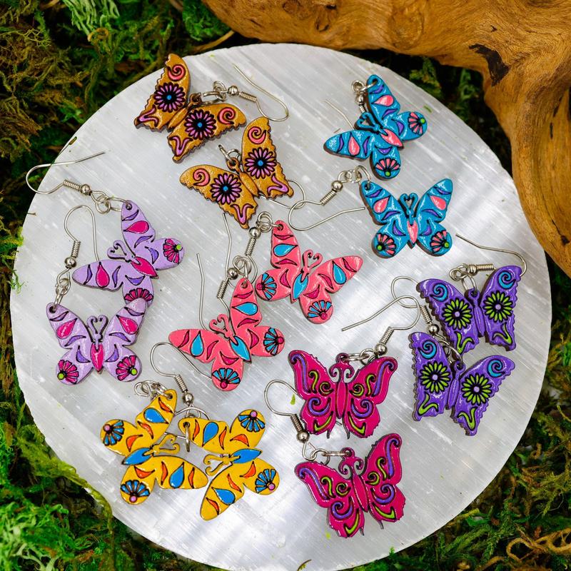 Wooden Butterfly Earrings || Trunk Show-Nature's Treasures