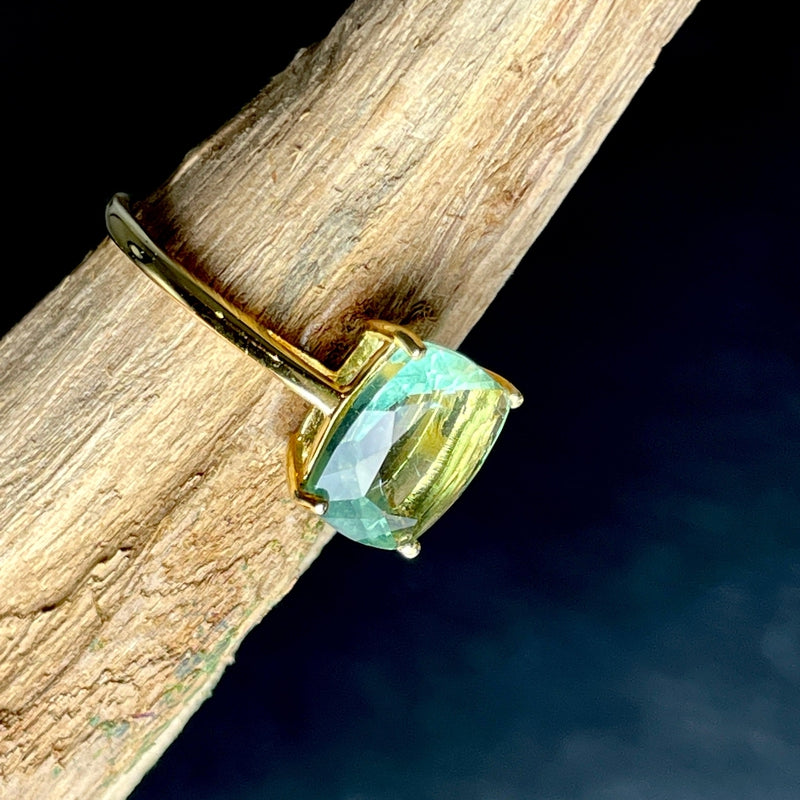 14K Vermeil Yellow Gold Multi-Faceted Green Fluorite Rings || South Africa-Nature's Treasures