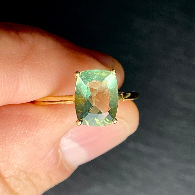 14K Vermeil Yellow Gold Multi-Faceted Green Fluorite Rings || South Africa-Nature's Treasures