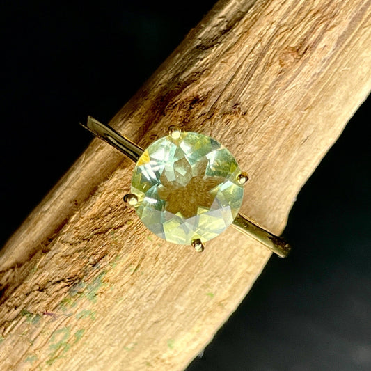 14K Vermeil Yellow Gold Multi-Faceted Green Fluorite Rings || South Africa-Nature's Treasures