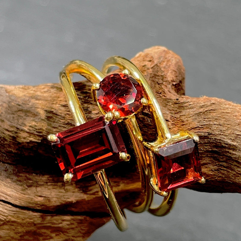 14k Vermeil Yellow Gold Red Garnet Rings || Sri Lanka-Nature's Treasures