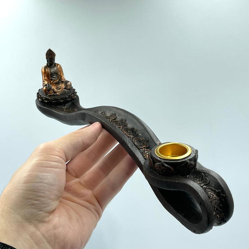 Laughing Buddha Incense Holder Tall Long Stick Ashtray Burner Indian Smoke  Decor