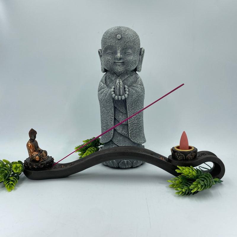 Laughing Buddha Incense Holder Tall Long Stick Ashtray Burner