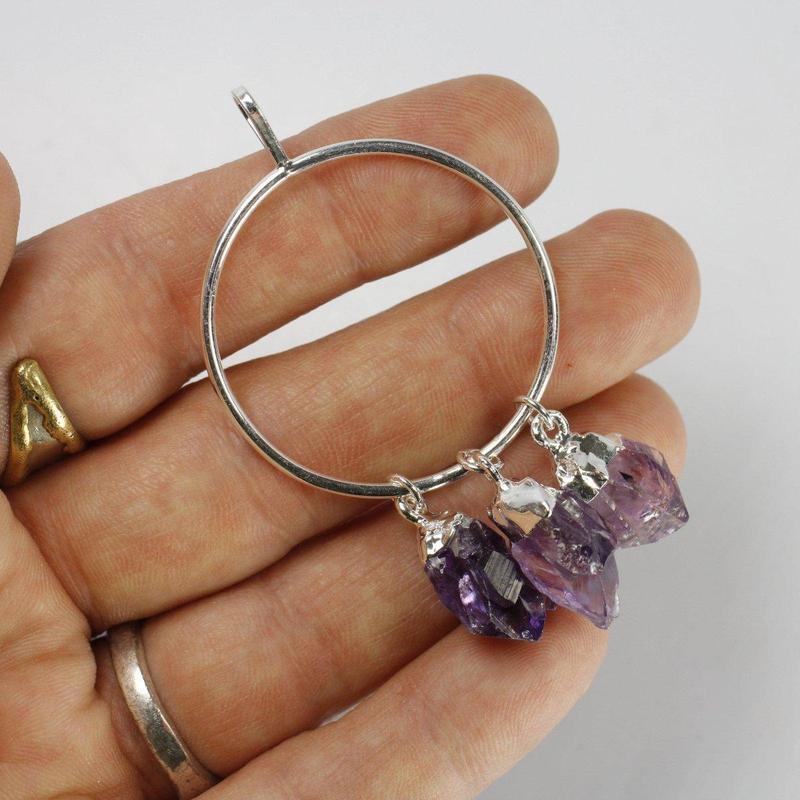 3 Amethyst Point On Ring Pendant-Nature's Treasures