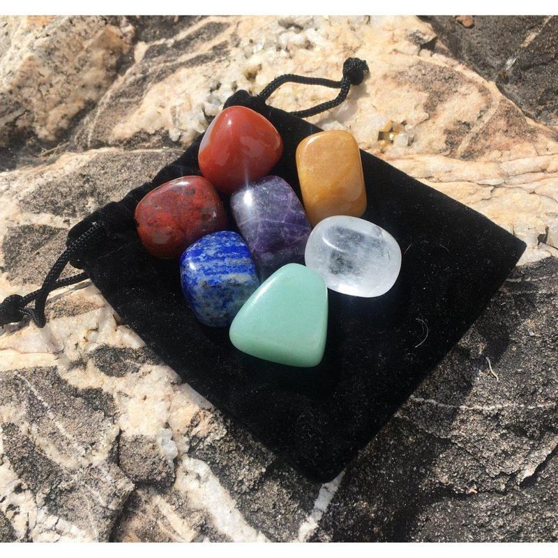 7-Piece Chakra Tumbled Set With Velvet Bag-Nature's Treasures