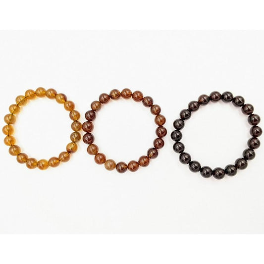 Amber Bracelet – Natural Baltic Amber 10mm Bead Bracelet | Dark or Light Amber Crystal Healing Bracelet-Nature's Treasures