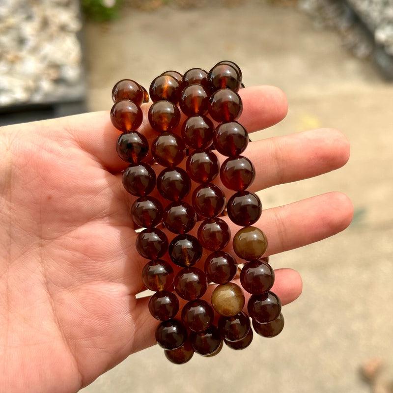 Amber Bracelet – Natural Baltic Amber 10mm Bead Bracelet | Dark or Light Amber Crystal Healing Bracelet-Nature's Treasures