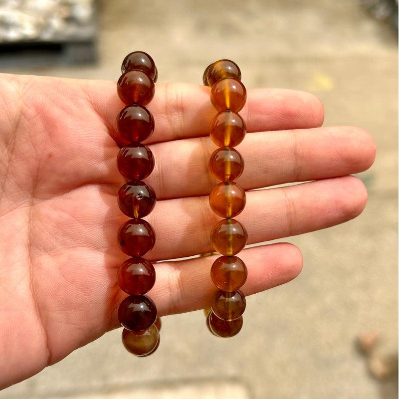 Amber Bracelet – Natural Baltic Amber 10mm Bead Bracelet | Dark or Light Amber Crystal Healing Bracelet-Nature's Treasures