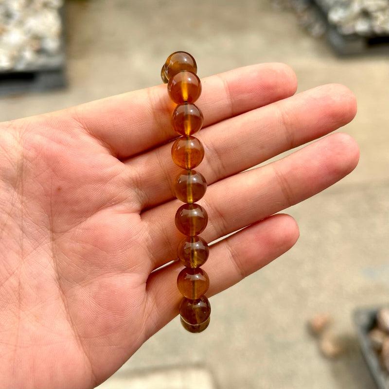 Amber Bracelet – Natural Baltic Amber 10mm Bead Bracelet | Dark or Light Amber Crystal Healing Bracelet-Nature's Treasures