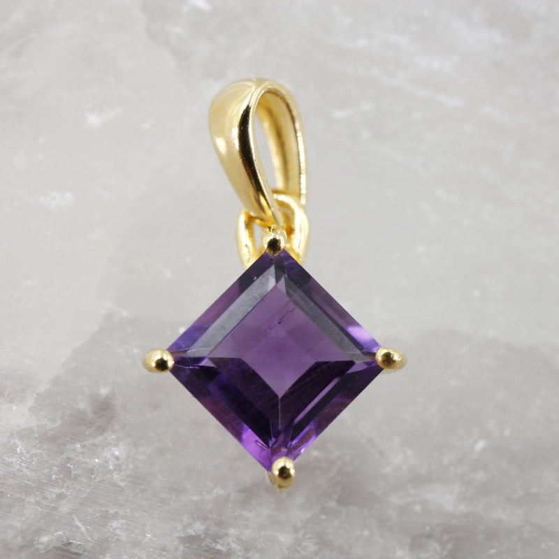 Amethyst Dainty Crystal Faceted Pendant || 14k Vermeil Gold || Brazil-Nature's Treasures