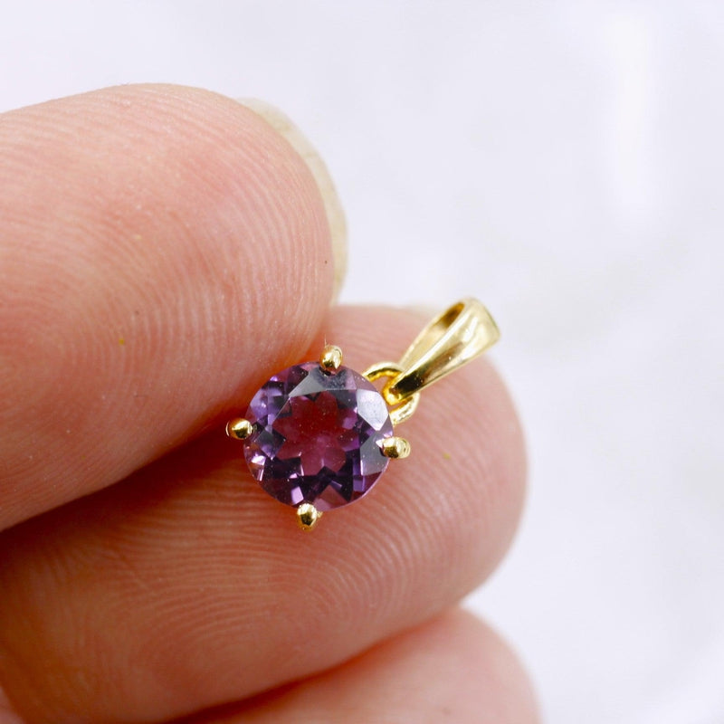 Amethyst Dainty Crystal Faceted Pendant || 14k Vermeil Gold || Brazil-Nature's Treasures