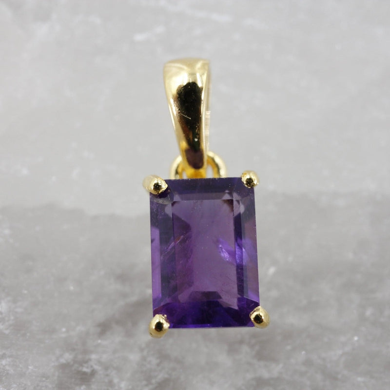 Amethyst Dainty Crystal Faceted Pendant || 14k Vermeil Gold || Brazil-Nature's Treasures