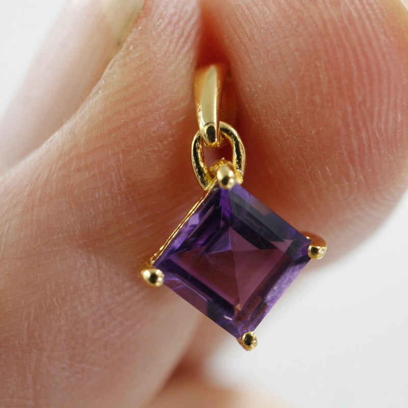 Amethyst Dainty Crystal Faceted Pendant || 14k Vermeil Gold || Brazil-Nature's Treasures