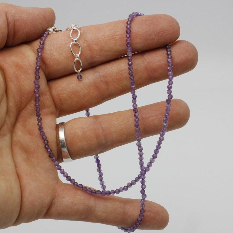 Amethyst Dainty Faceted Necklace || .925 Sterling Silver-Nature's Treasures