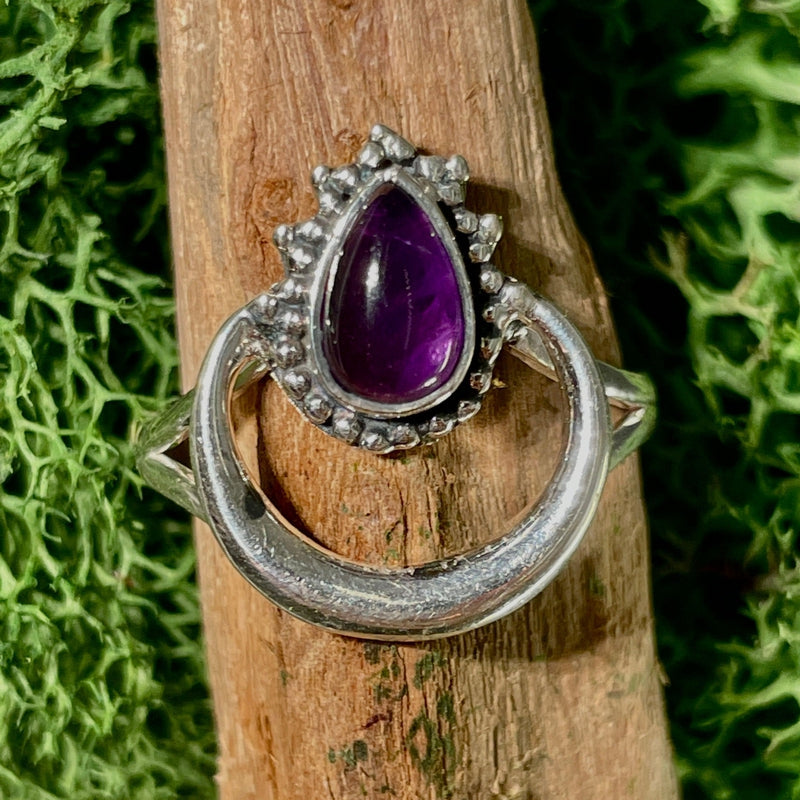 Amethyst Floating Teardrop Ring || .925 Sterling Silver || Mexico