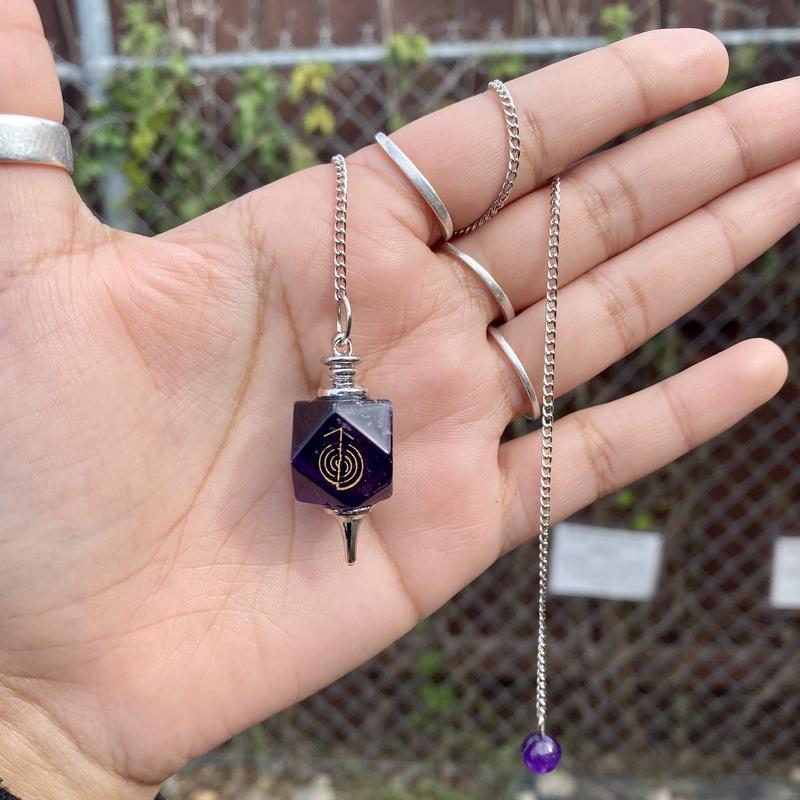 Amethyst Reiki Symbol Pendulum || Purification-Nature's Treasures