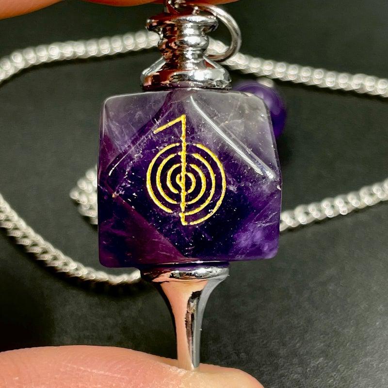 Amethyst Reiki Symbol Pendulum || Purification-Nature's Treasures