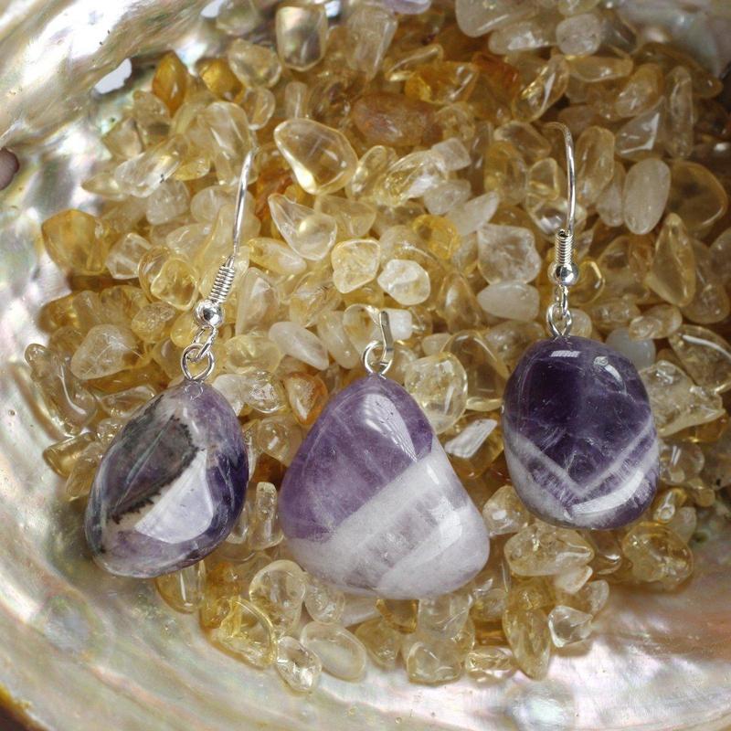 Amethyst Tumble Stone Earring and Pendant Set-Nature's Treasures