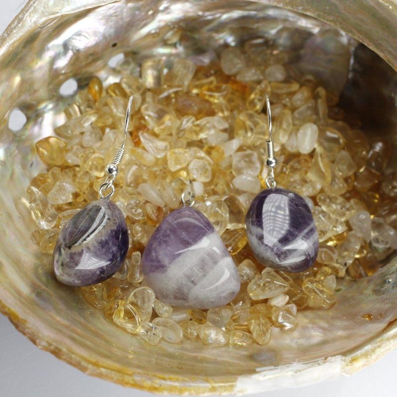 Amethyst Tumble Stone Jewelry Set || Pendant & Earrings-Nature's Treasures
