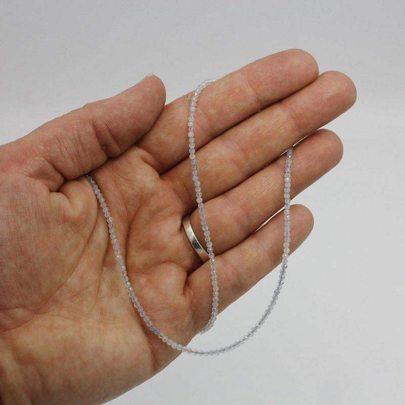 Aquamarine Dainty Faceted Necklace || .925 Sterling Silver-Nature's Treasures