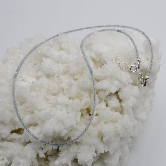 Aquamarine Dainty Faceted Necklace || .925 Sterling Silver-Nature's Treasures