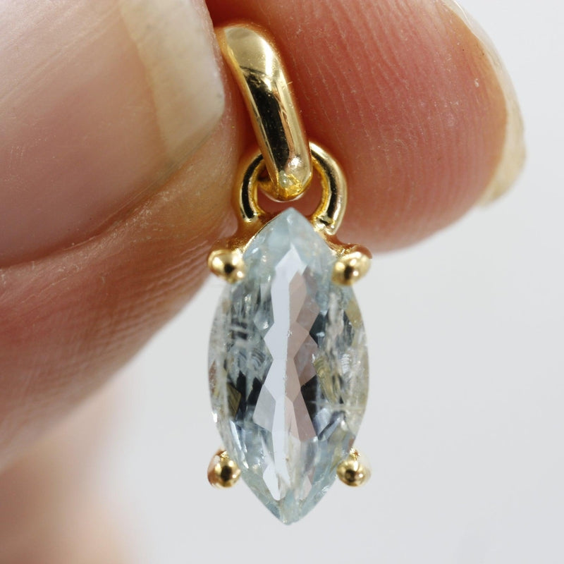 Aquamarine Faceted Pendants | 14k Vermeil Gold | Pakistan-Nature's Treasures