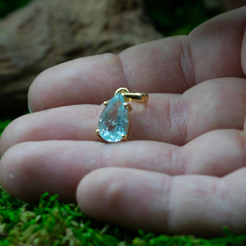 Aquamarine Faceted Pendants | 14k Vermeil Gold | Pakistan-Nature's Treasures